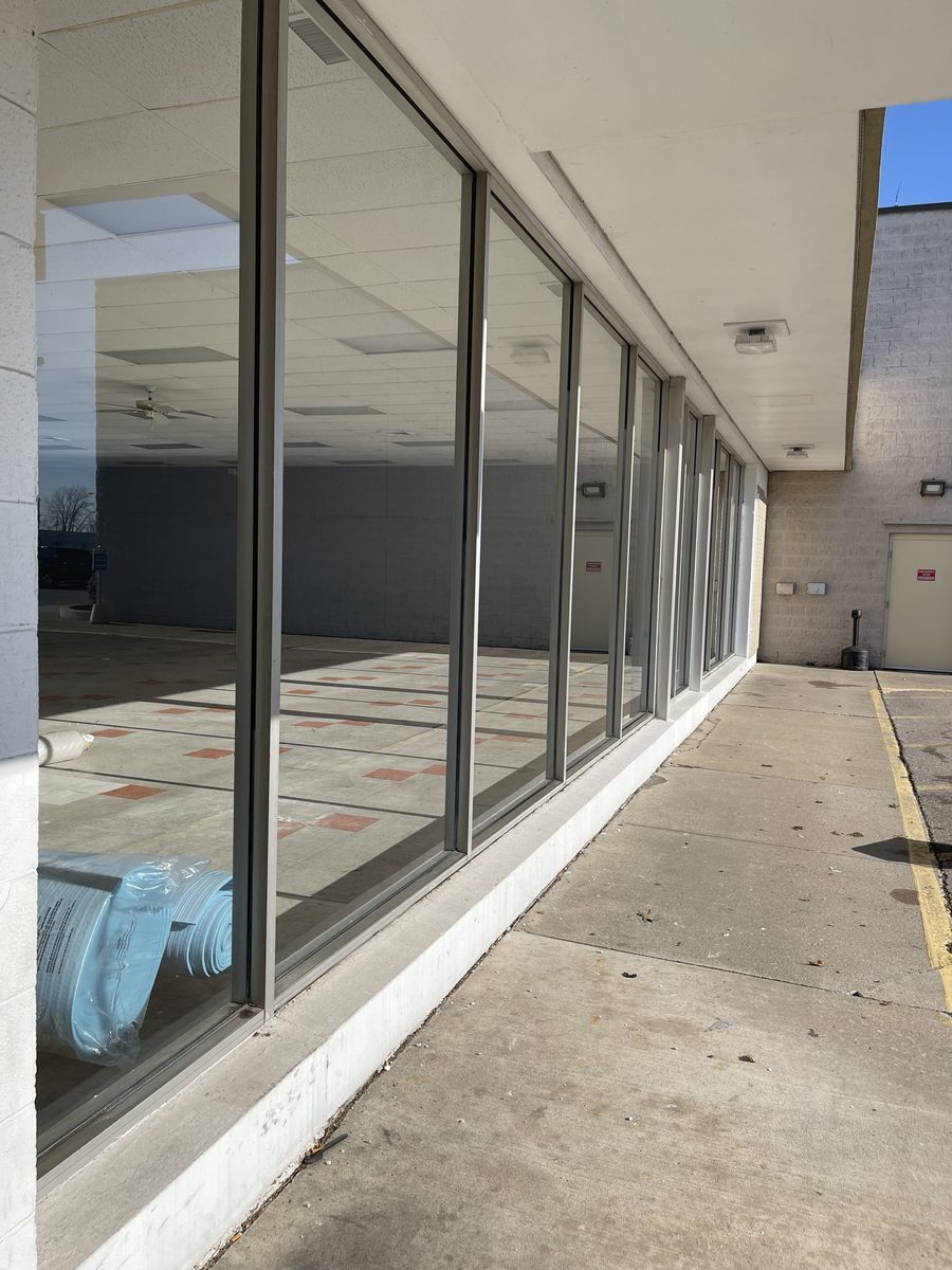 Freshly cleaned storefront windows, spotless and streak-free