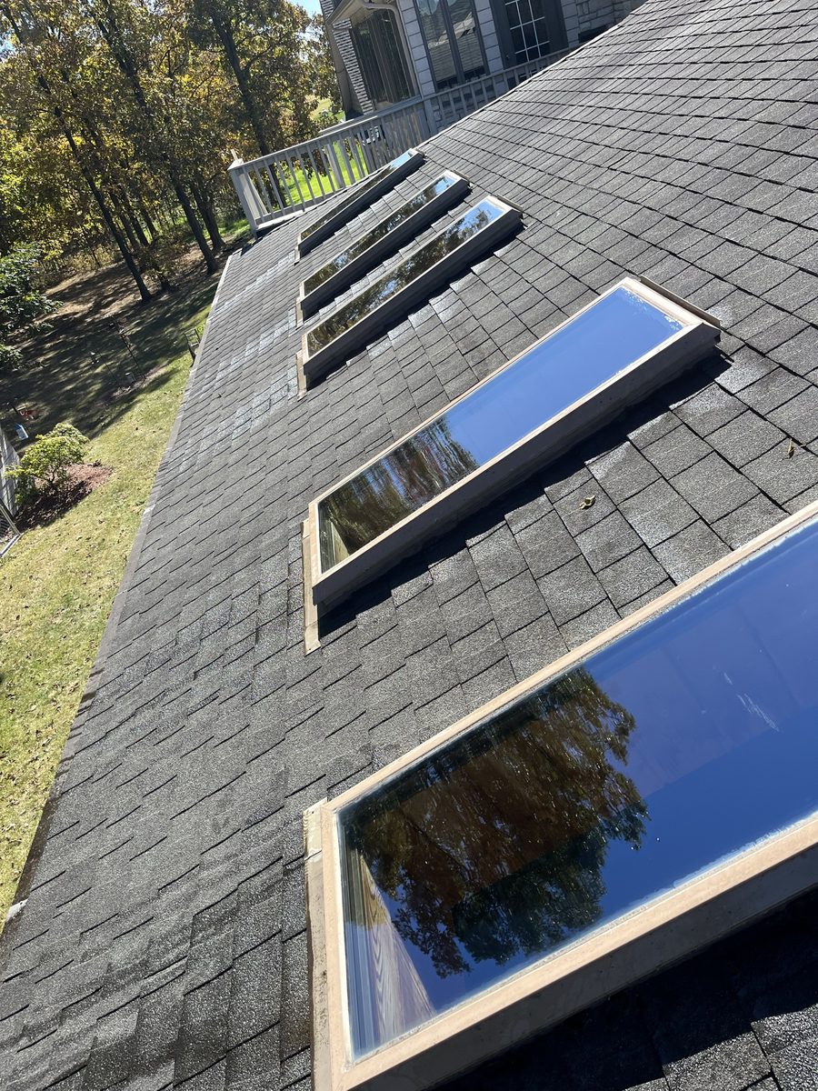 Skylights cleaned to a streak-free shine on a home's roof